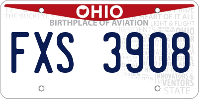 OH license plate FXS3908