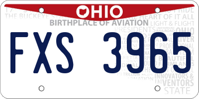 OH license plate FXS3965