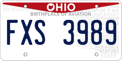 OH license plate FXS3989