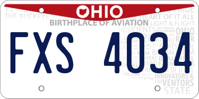 OH license plate FXS4034