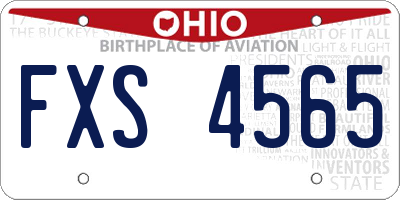 OH license plate FXS4565