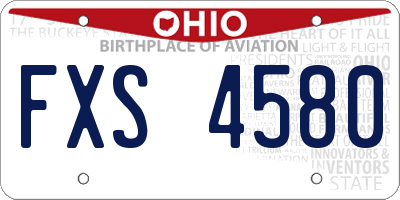 OH license plate FXS4580