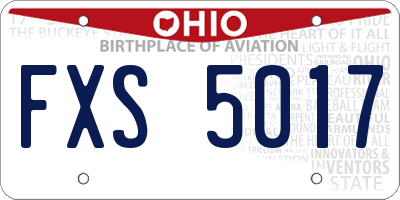 OH license plate FXS5017