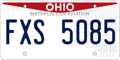 OH license plate FXS5085