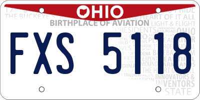 OH license plate FXS5118
