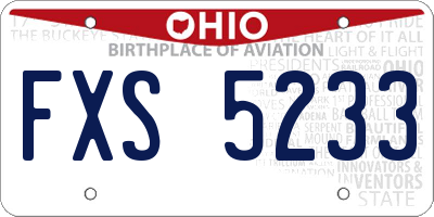 OH license plate FXS5233