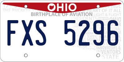 OH license plate FXS5296