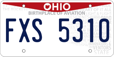 OH license plate FXS5310