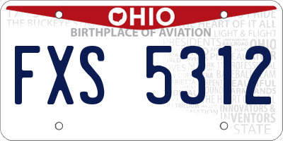 OH license plate FXS5312