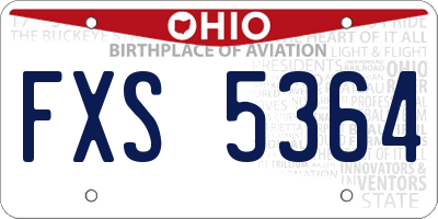OH license plate FXS5364