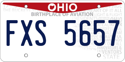 OH license plate FXS5657