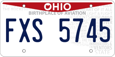 OH license plate FXS5745