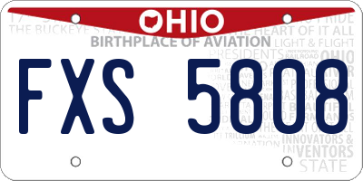 OH license plate FXS5808