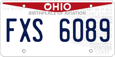 OH license plate FXS6089