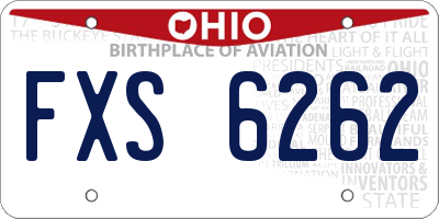 OH license plate FXS6262
