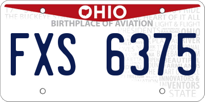 OH license plate FXS6375