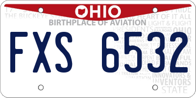 OH license plate FXS6532