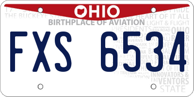 OH license plate FXS6534