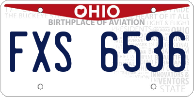 OH license plate FXS6536