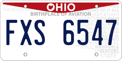 OH license plate FXS6547