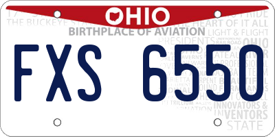 OH license plate FXS6550