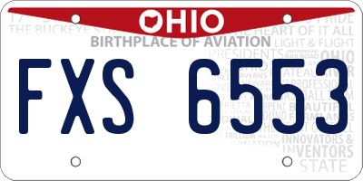 OH license plate FXS6553