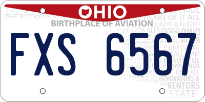OH license plate FXS6567