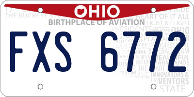 OH license plate FXS6772