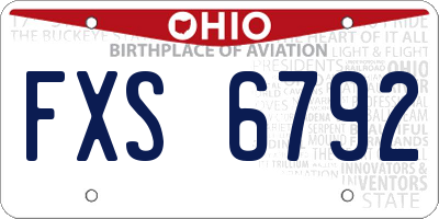 OH license plate FXS6792