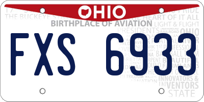 OH license plate FXS6933