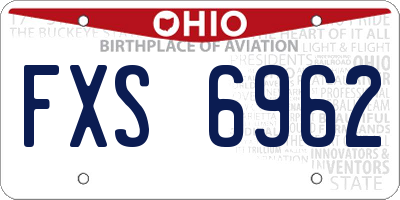 OH license plate FXS6962