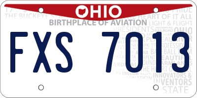 OH license plate FXS7013