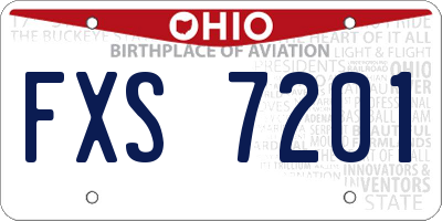 OH license plate FXS7201