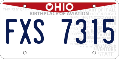 OH license plate FXS7315