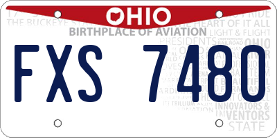 OH license plate FXS7480