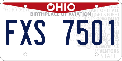 OH license plate FXS7501