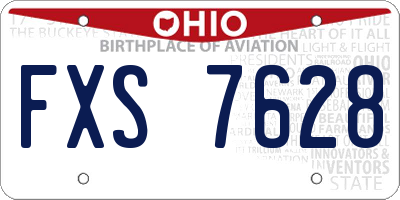 OH license plate FXS7628