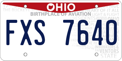 OH license plate FXS7640