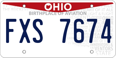 OH license plate FXS7674