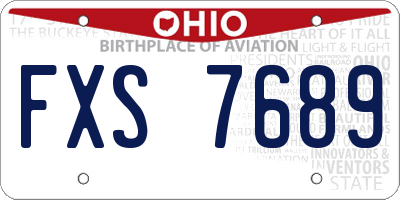 OH license plate FXS7689