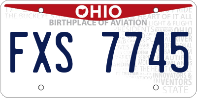 OH license plate FXS7745