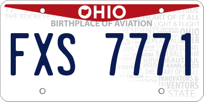OH license plate FXS7771