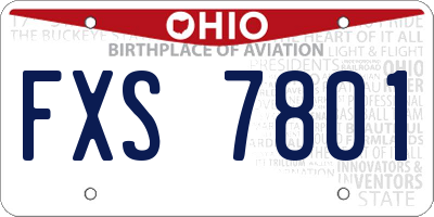 OH license plate FXS7801