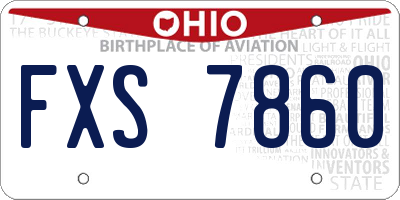 OH license plate FXS7860