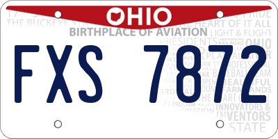 OH license plate FXS7872