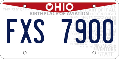 OH license plate FXS7900
