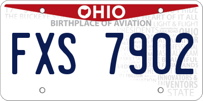 OH license plate FXS7902