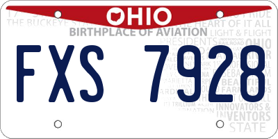 OH license plate FXS7928