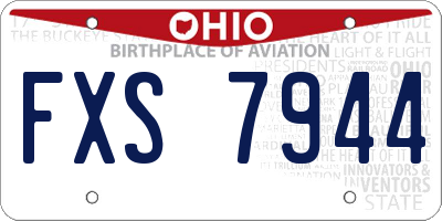 OH license plate FXS7944