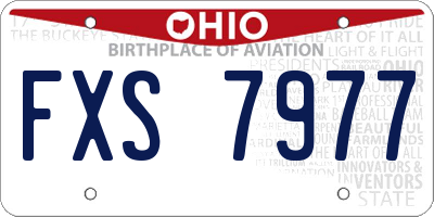 OH license plate FXS7977